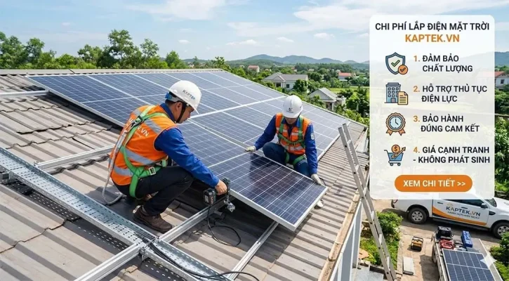 Chi phí lắp điện mặt trời Hà Nội - Kaptek 2026